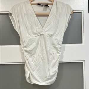 New York & Company stretch Women’s White V-Neck Cap-Sleeve dolman Top XS